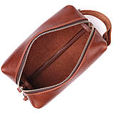 Чоловічий несесер середнього розміру з гладкої шкіри на блискавці Україна GRANDE PELLE 16766 Світло-коричневий, фото 4