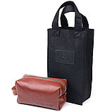 Чоловічий несесер середнього розміру з гладкої шкіри на блискавці Україна GRANDE PELLE 16766 Світло-коричневий, фото 5