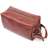 Чоловіча косметичка великого розміру з гладкої шкіри на блискавці Серце GRANDE PELLE 16768 Світло-коричнева, фото 2