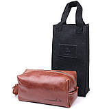 Чоловіча косметичка великого розміру з гладкої шкіри на блискавці Серце GRANDE PELLE 16768 Світло-коричнева, фото 5