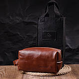 Чоловіча косметичка великого розміру з гладкої шкіри на блискавці Серце GRANDE PELLE 16768 Світло-коричнева, фото 8