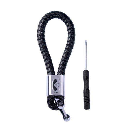 Брелок автомобільний для ключів Infinity плетений джгут єкошкіра чорний + викрутка