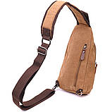 Практична чоловіча сумка через плече з USB кабелем текстильна 21222 Vintage Коричнева, фото 2
