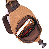 Практична чоловіча сумка через плече з USB кабелем текстильна 21222 Vintage Коричнева, фото 5