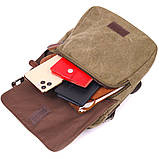 Тканинна чоловіча сумка із щільного текстилю 21227 Vintage Оливкова, фото 6