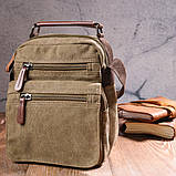 Тканинна чоловіча сумка із щільного текстилю 21227 Vintage Оливкова, фото 7