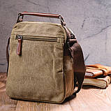 Тканинна чоловіча сумка із щільного текстилю 21227 Vintage Оливкова, фото 8