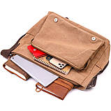 Велика сумка для ноутбука з клапаном із текстилю 21242 Vintage Коричнева, фото 7