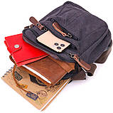 Невелика чоловіча сумка із щільного текстилю 21243 Vintage Чорна, фото 6