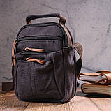 Невелика чоловіча сумка із щільного текстилю 21243 Vintage Чорна, фото 7