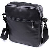 Сумка для чоловіків через плече із глянсової натуральної шкіри Shvigel 22849 Чорна, фото 2