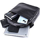 Сумка для чоловіків через плече із глянсової натуральної шкіри Shvigel 22849 Чорна, фото 8