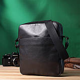 Сумка для чоловіків через плече із глянсової натуральної шкіри Shvigel 22849 Чорна, фото 9