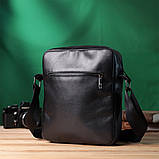 Сумка для чоловіків через плече із глянсової натуральної шкіри Shvigel 22849 Чорна, фото 10