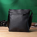 Тонка сумка для чоловіків через плече з натуральної шкіри Shvigel 22850 Чорна, фото 10