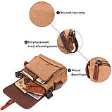 Функціональна чоловіча сумка з клапаном із текстилю 21249 Vintage Коричнева, фото 4