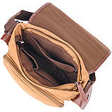 Функціональна чоловіча сумка з клапаном із текстилю 21249 Vintage Коричнева, фото 6