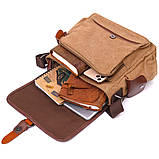 Функціональна чоловіча сумка з клапаном із текстилю 21249 Vintage Коричнева, фото 9