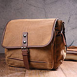 Функціональна чоловіча сумка з клапаном із текстилю 21249 Vintage Коричнева, фото 10