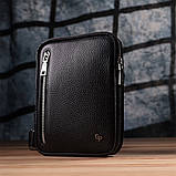 Прямокутна сумка бананка з якісної натуральної шкіри GRANDE PELLE 22877 Чорний, фото 10