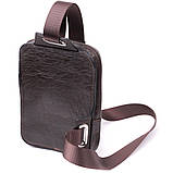 Чоловіча прямокутна сумка бананка з гладкої натуральної шкіри GRANDE PELLE 22880 Коричневий, фото 2