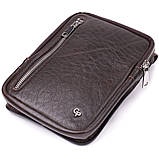 Чоловіча прямокутна сумка бананка з гладкої натуральної шкіри GRANDE PELLE 22880 Коричневий, фото 6