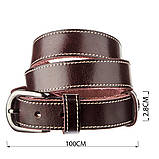 Ремінь унісекс з рядком по краях Vintage 20125 Темно-коричневий, фото 3