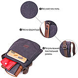 Вертикальна чоловіча сумка текстильна 21265 Vintage Чорна, фото 4