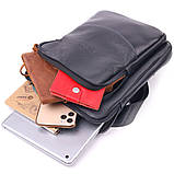 Чоловіча сумка із комбінованої натуральної шкіри SHVIGEL 18720 Чорна, фото 8