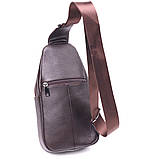 Сумка слінг чоловіча з натуральної фактурної шкіри 21401 Vintage Коричневий, фото 2