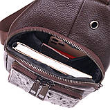 Сумка слінг чоловіча з натуральної фактурної шкіри 21401 Vintage Коричневий, фото 3