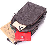 Сумка слінг чоловіча з натуральної фактурної шкіри 21401 Vintage Коричневий, фото 6