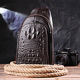 Сумка слінг чоловіча з натуральної фактурної шкіри 21401 Vintage Коричневий, фото 7