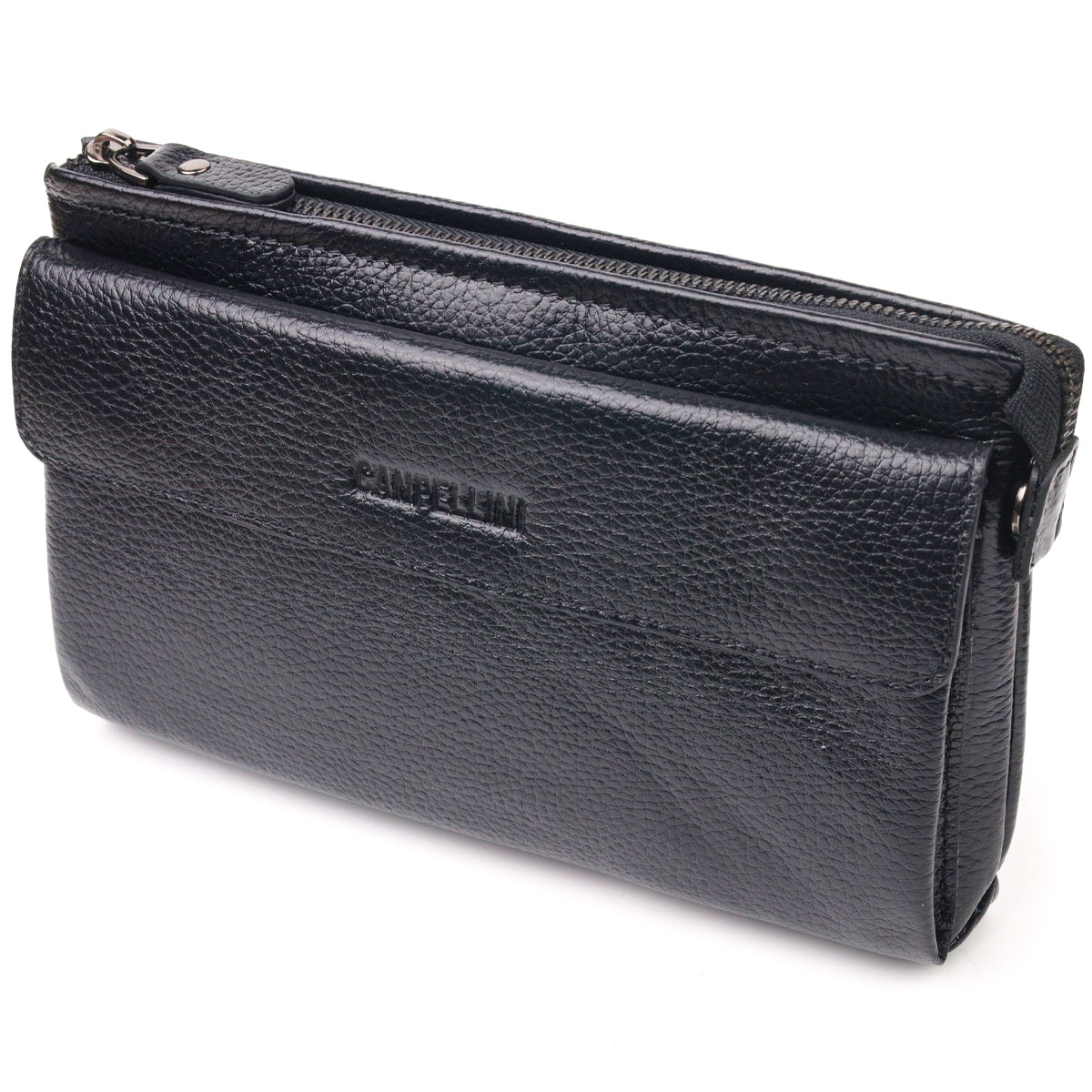 Чоловічий стильний клатч із натуральної шкіри CANPELLINI 21551 Чорний, фото 1