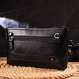 Чоловічий стильний клатч із натуральної шкіри CANPELLINI 21551 Чорний, фото 8