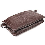 Цікавий клатч для чоловіків із натуральної фактурної шкіри з тисненням під крокодила CANPELLINI 21554 Коричневий, фото 3