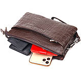 Цікавий клатч для чоловіків із натуральної фактурної шкіри з тисненням під крокодила CANPELLINI 21554 Коричневий, фото 6