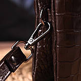 Цікавий клатч для чоловіків із натуральної фактурної шкіри з тисненням під крокодила CANPELLINI 21554 Коричневий, фото 9
