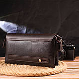 Стильний чоловічий клатч із натуральної комбінованої шкіри CANPELLINI 21566 Коричневий, фото 8