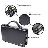 Оригінальна чоловіча барсетка на два відділення з натуральної зернистої шкіри CANPELLINI 21567 Чорна, фото 4