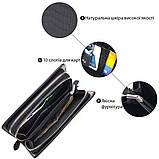 Стильна чоловіча барсетка на два відділення з натуральної фактурної шкіри з тисненням під крокодила CANPELLINI 21570 Чорна, фото 4