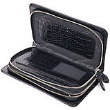 Стильна чоловіча барсетка на два відділення з натуральної фактурної шкіри з тисненням під крокодила CANPELLINI 21570 Чорна, фото 6