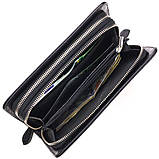 Стильна чоловіча барсетка на два відділення з натуральної фактурної шкіри з тисненням під крокодила CANPELLINI 21570 Чорна, фото 9