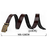 Ремінь чоловічий з латунною пряжкою автомат Vintage 20264 Коричневий, фото 3
