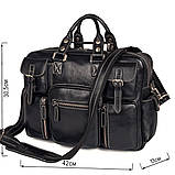 Багатофункціональна сумка з натуральної шкіри Vintage 14204 Чорна, фото 3