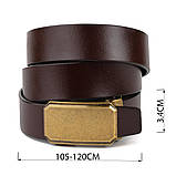 Ремінь чоловічий c латунною пряжкою Vintage 20276 Коричневий, фото 3