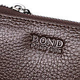 Місткий чоловічий клатч із двома відділеннями з натуральної шкіри BOND 22025 Коричневий, фото 5