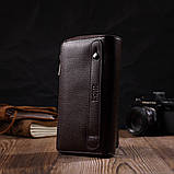 Місткий чоловічий клатч із двома відділеннями з натуральної шкіри BOND 22025 Коричневий, фото 9