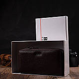 Місткий чоловічий клатч із двома відділеннями з натуральної шкіри BOND 22025 Коричневий, фото 10