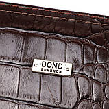 Місткий клатч чоловічий на два відділення з натуральної шкіри з тисненням під крокодила BOND 22046 Коричневий, фото 3